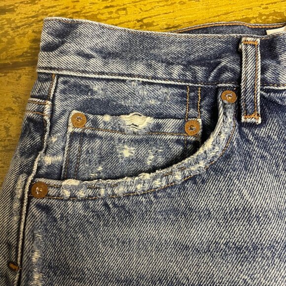 Agolde Cutoff Raw Hem Jean Denim Shorts Blue Sz 28 - Picture 5 of 6